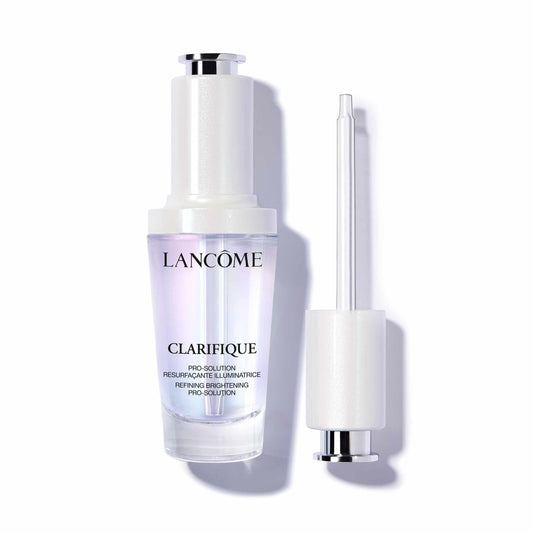 Lancôme Clarifique Pro-Solution bottle close-up for brightening skin.