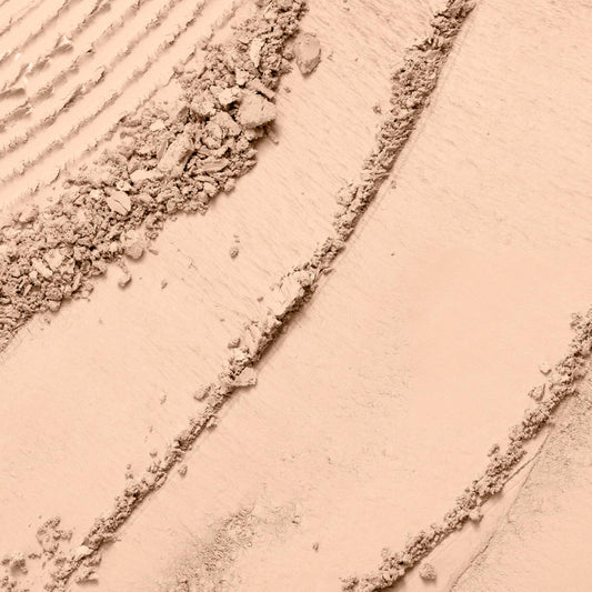 Lancôme Dual Finish powder texture close-up reveals silky natural matte finish.