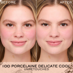 Lancôme Dual Finish wet-application texture demonstrating blendable coverage