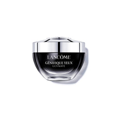 Lancôme Génifique Eye Cream bottle close-up shows premium hydration for the eye area