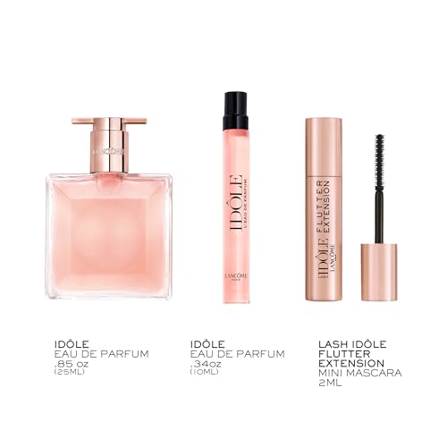 Lancôme Idôle EDP bottle close-up, compact 0.85oz for daily wear.