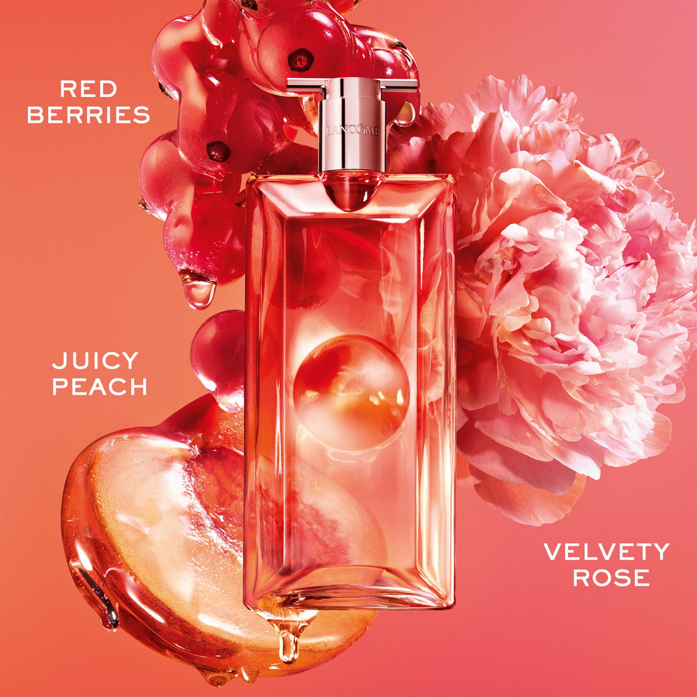 Lancôme Idôle Peach ’N Roses heart note with juicy peach for playful moments.
