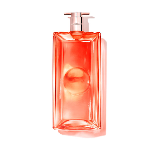Lancôme Idôle Peach N Roses bottle showcases fruity floral blend ideal for daily wear.