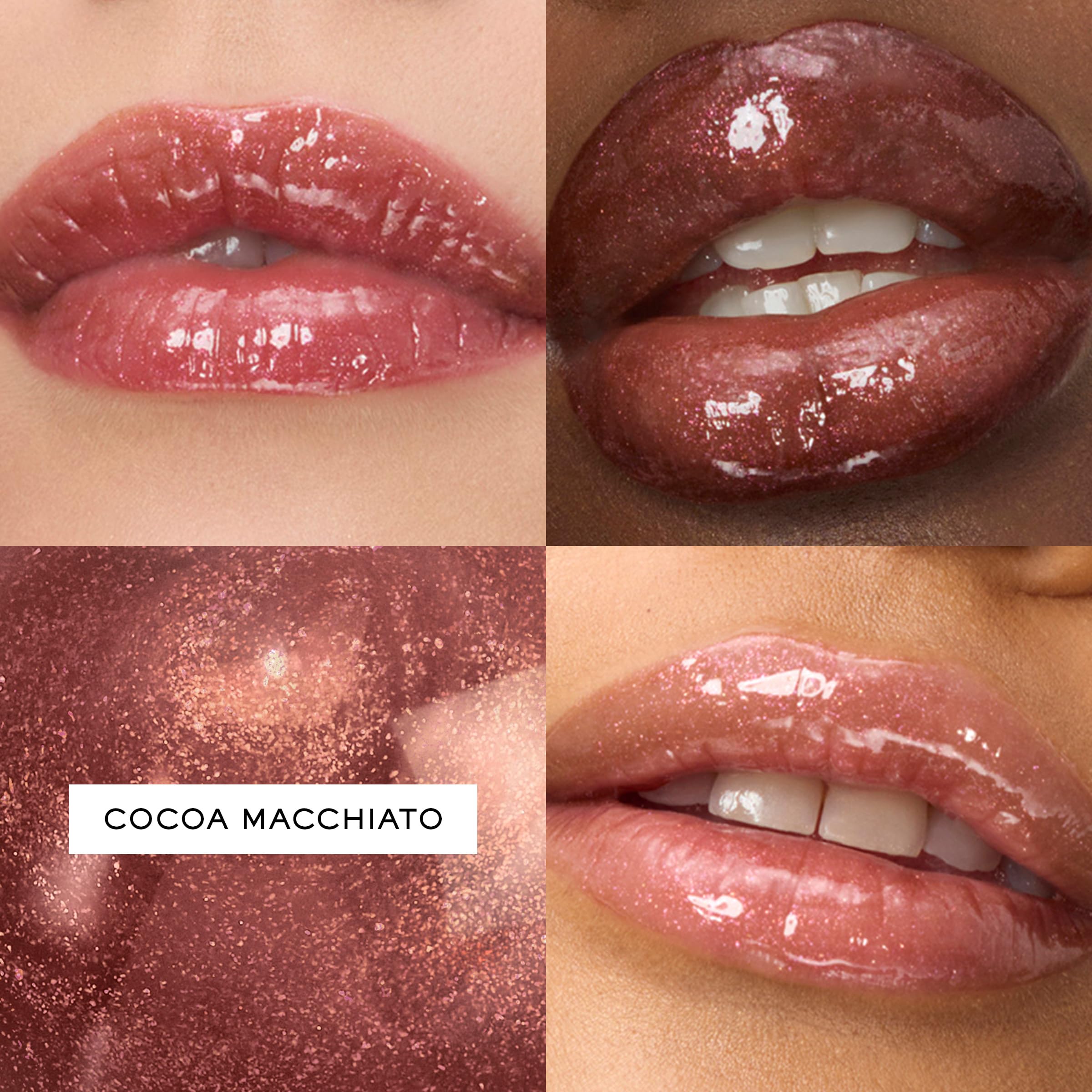 Lancôme Juicy Tubes lip swatch Cocoa Macchiato shows rich color