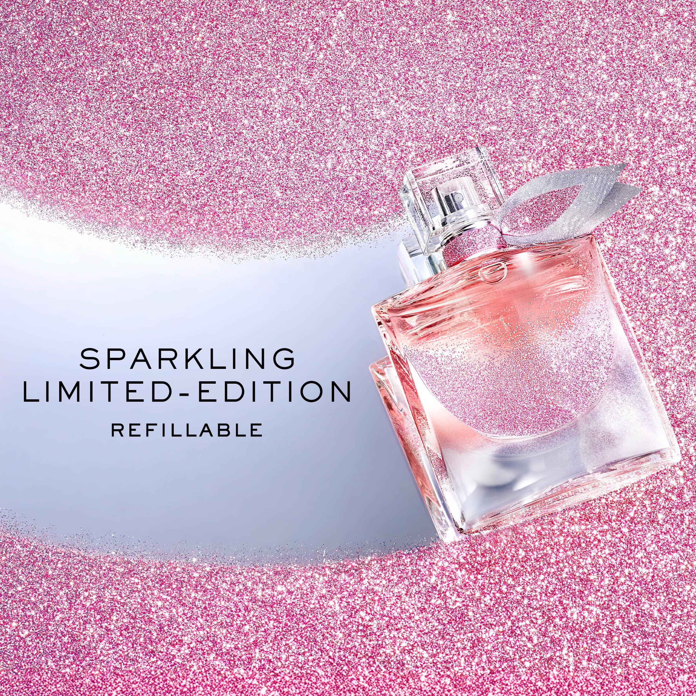 Lancôme La Vie Est Belle Collector bottle close-up highlighting iris and vanilla notes.