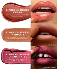 Lancôme L'Absolu Rouge Coquette 18-hour comfort visual on lips.