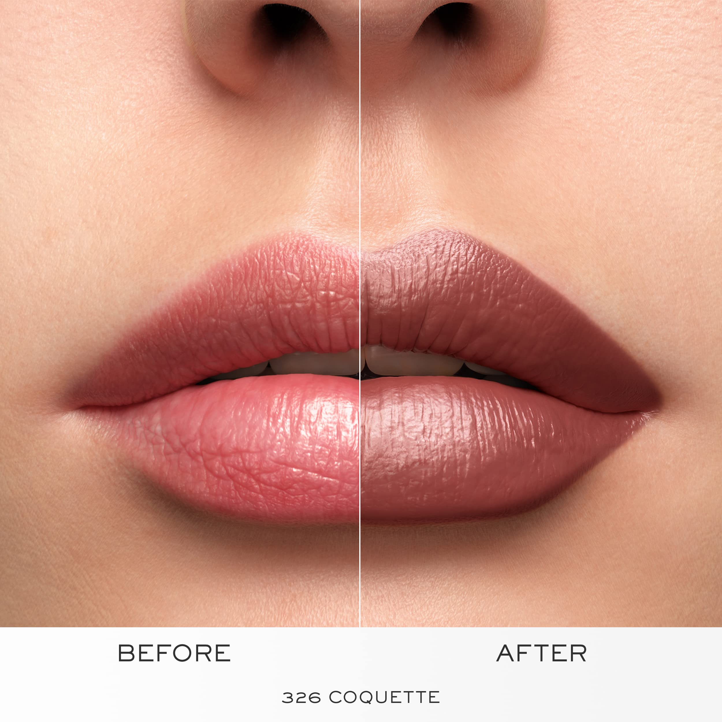Lancôme L'Absolu Rouge Coquette lip application in real-life look.
