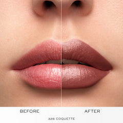 Lancôme L'Absolu Rouge Coquette lip application in real-life look.