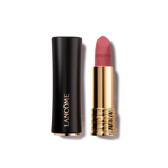 Lancôme L’Absolu Rouge Drama Matte lipstick bullet swatch with bold color and smooth finish.