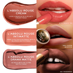 Lancôme L’Absolu Rouge Drama Matte color range offers versatile options.