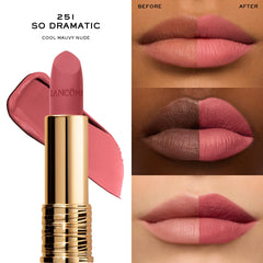 Lancôme L’Absolu Rouge Drama Matte packaging highlights premium design and travel-friendly use.