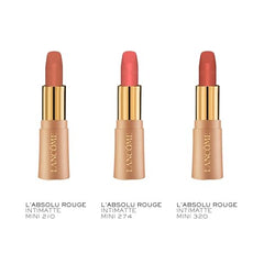 Lancôme L’Absolu Rouge Intimatte 210 Unspoken Feelings mini lipstick for an everyday nude look.