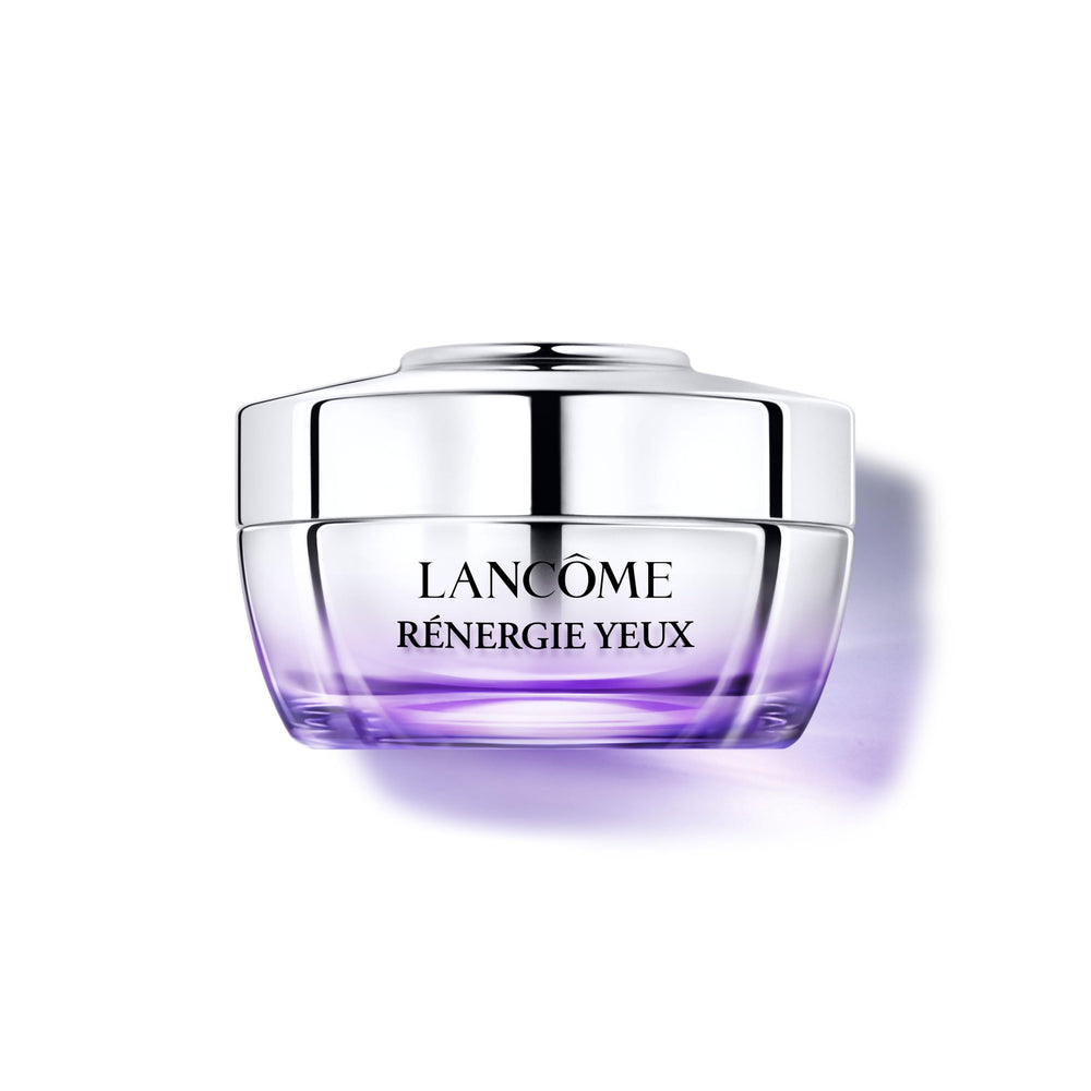 Lancôme Rénergie eye cream jar close-up reveals rich, hydrating texture.