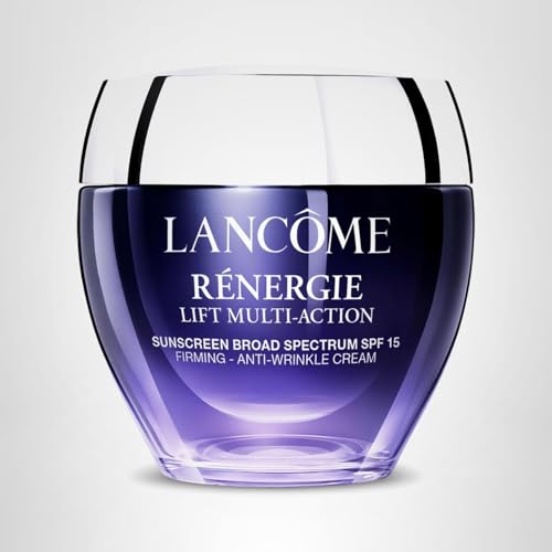 Lancome Renenergie Lift Cream travel-size bottle on vanity.