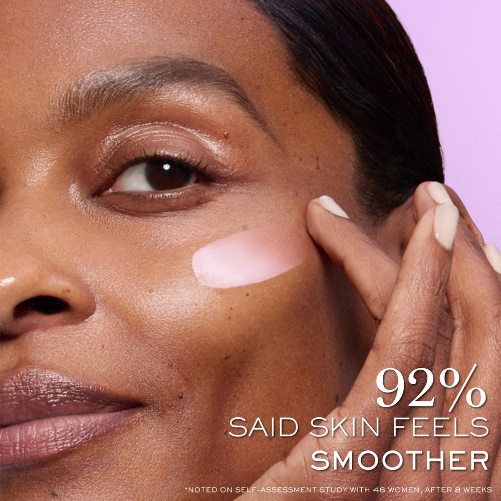 Lancôme Rénergie Lift Night Cream spread on cheek demonstrates lifting potential.