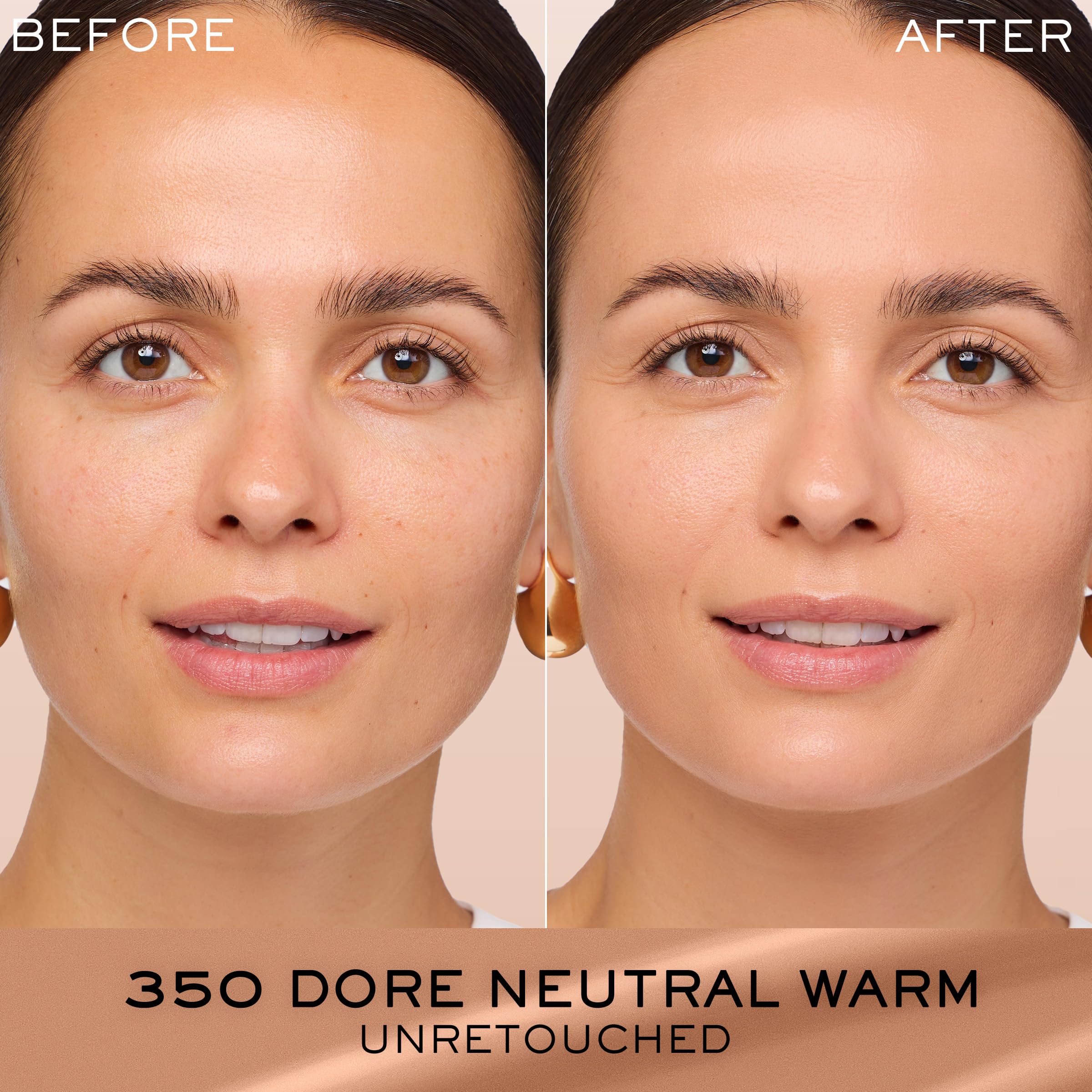 Lancôme Renergie Lift Foundation swatch on varied tones showing natural blend and even finish.