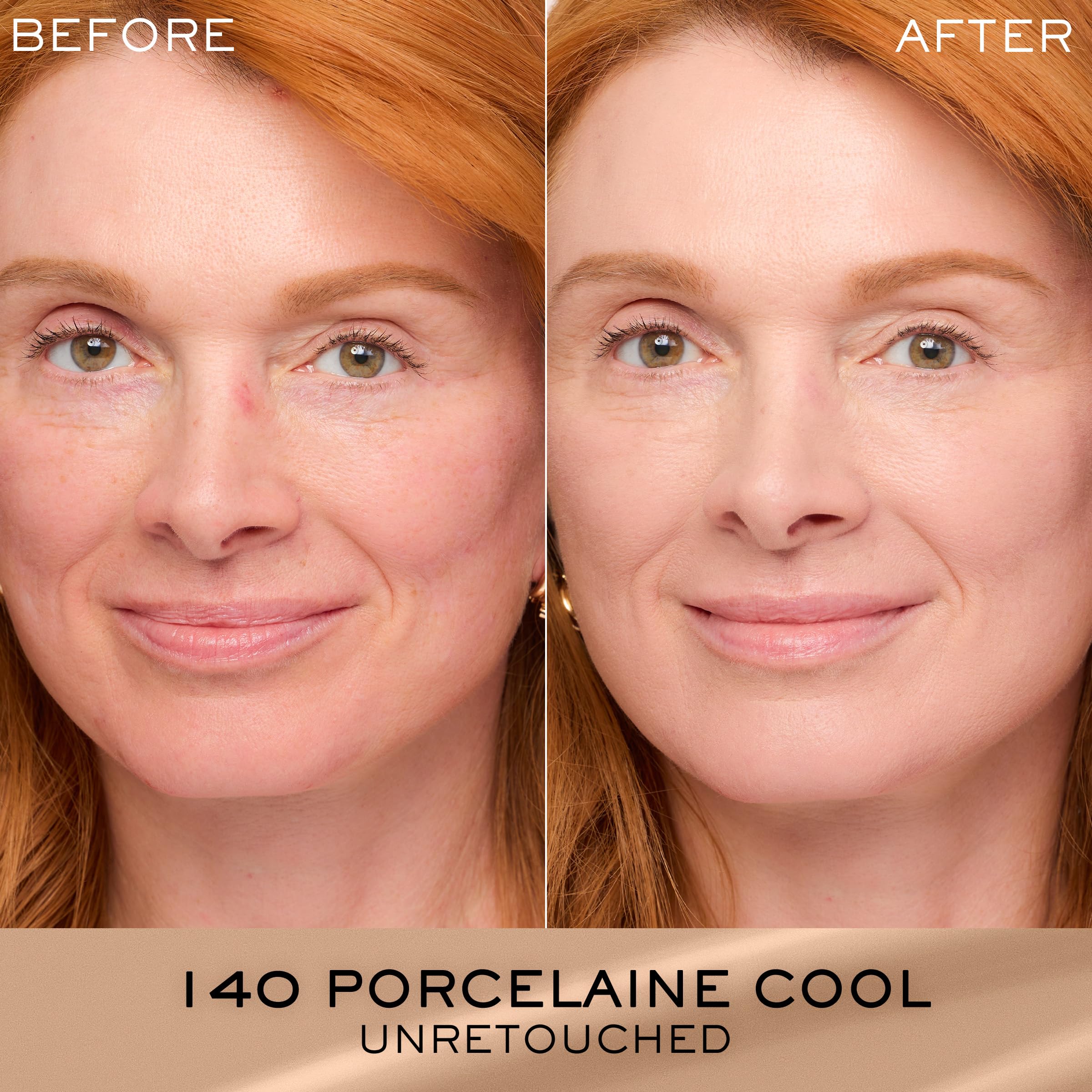 Lancôme Renergie Lift Foundation swatch on skin showing medium to full coverage.