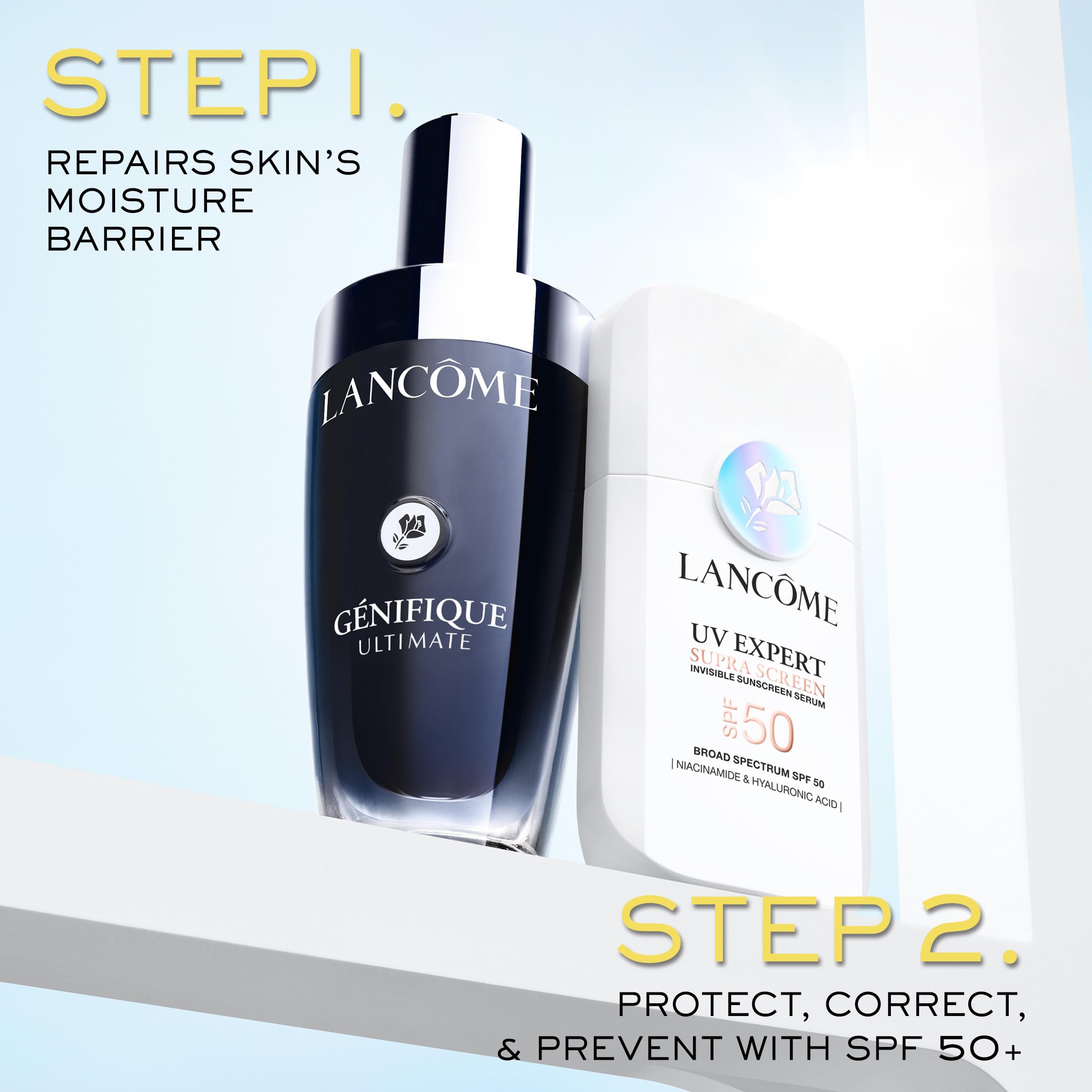 Lancôme Supra Screen no white cast finish on swatched skin.