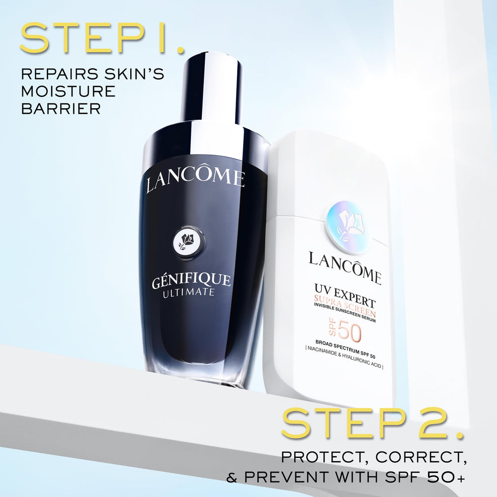 Lancôme Supra Screen no white cast finish on swatched skin.