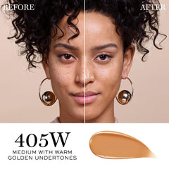 Lancôme Teint Idole Ultra Wear swatch on skin demonstrating buildable medium coverage