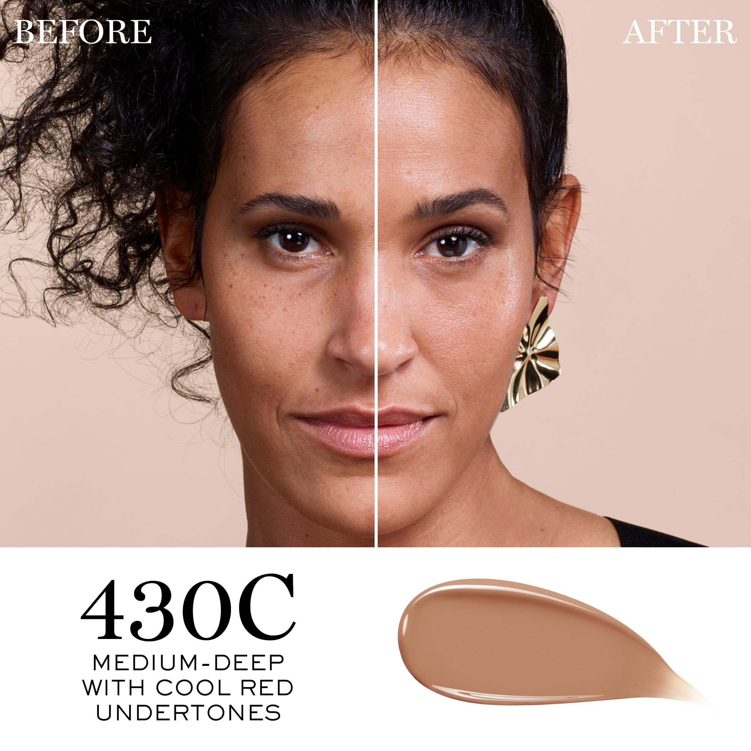 Close-up of serum-base texture highlighting hydration in Lancôme foundation.