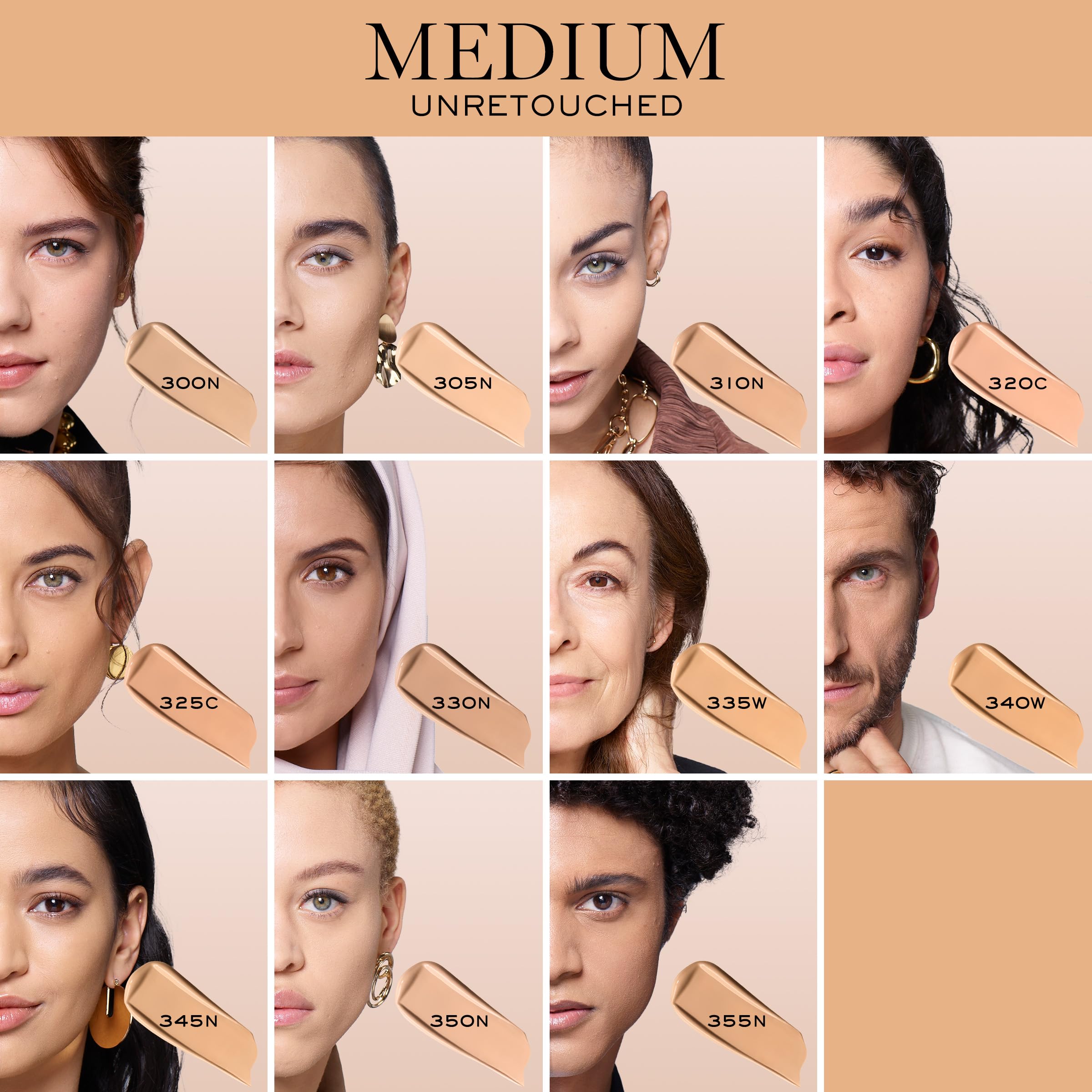 Lancôme Teint Idole Ultra Wear 78-shade range chart illustrating inclusivity and shade match.