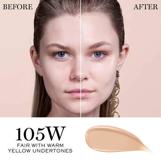 Lancôme Teint Idole Ultra Wear SPF 27 swatch highlighting protection.