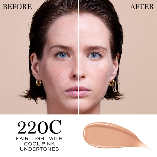 Lancôme Teint Idole Ultra Wear swatch shows buildable coverage