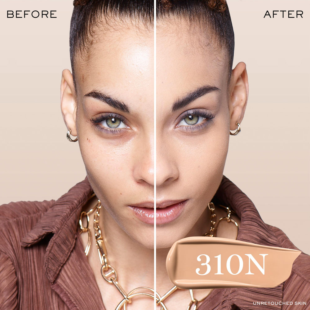 Lancôme Teint Idole Ultra Wear swatch on skin with neutral-peach undertones