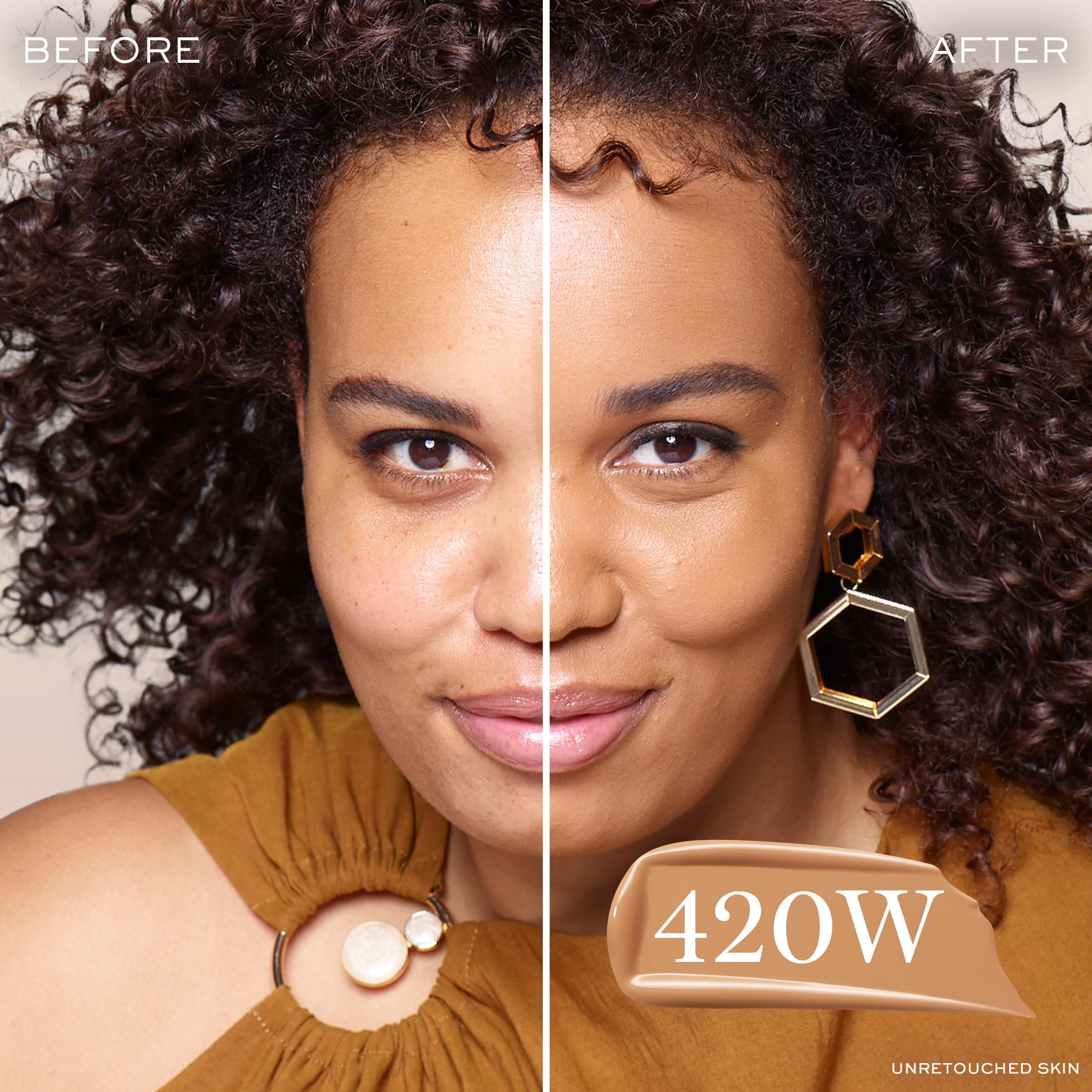 Texture close-up reveals natural matte finish on skin with Teint Idole Ultra Wear.