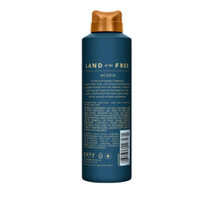 Land of the Free Acadia bottle back view for deodorizing freshness on the go