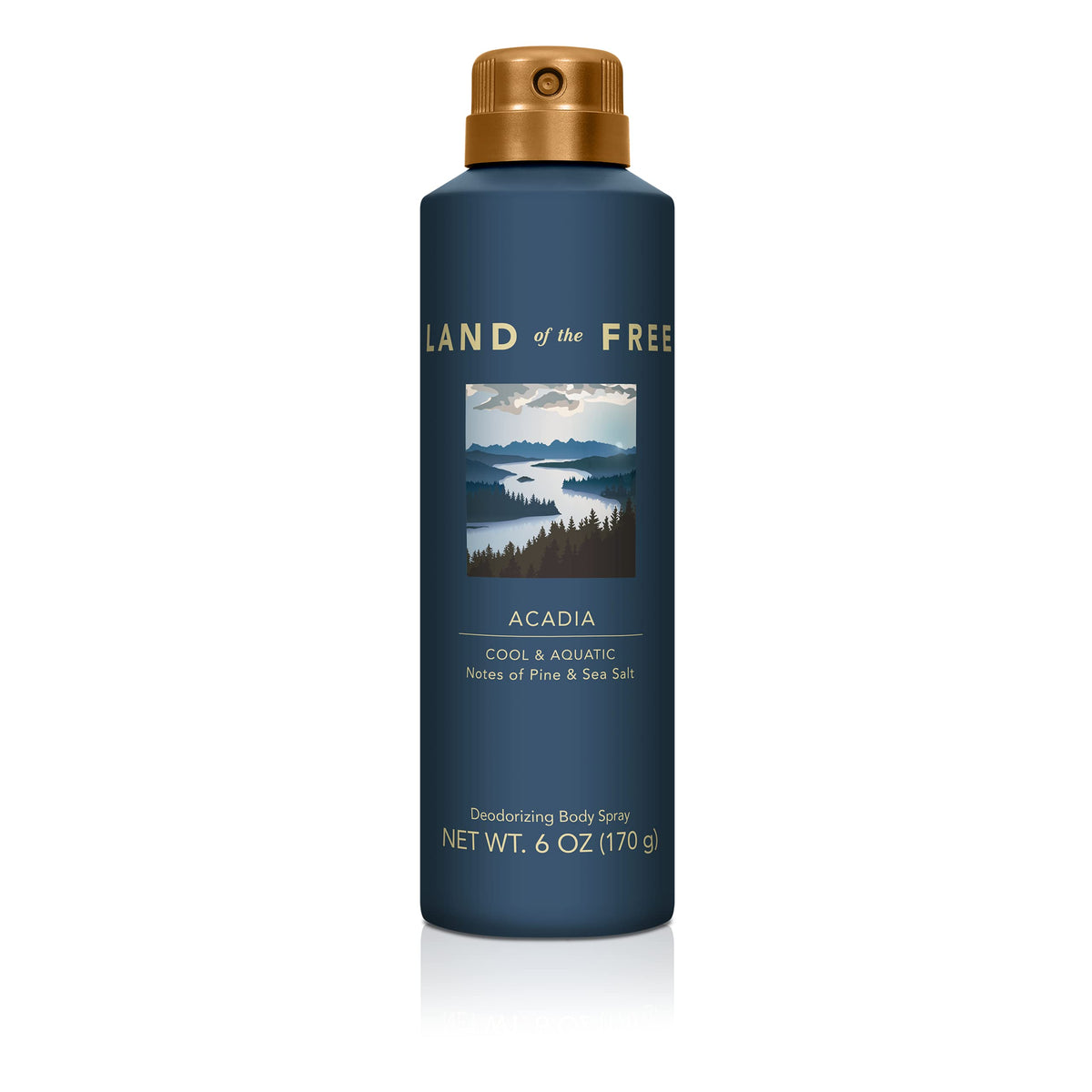 Land of the Free Acadia bottle front view for an ocean-inspired daily scent
