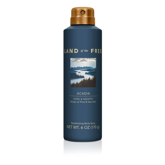 Land of the Free Acadia bottle front view for an ocean-inspired daily scent