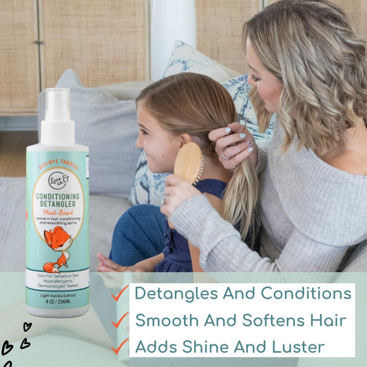 LANE & CO. Detangler spray applied to wet hair for smoother detangling.