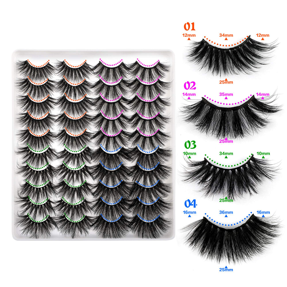 Lanflower 25mm lashes, style C close-up with multi-layered thickness