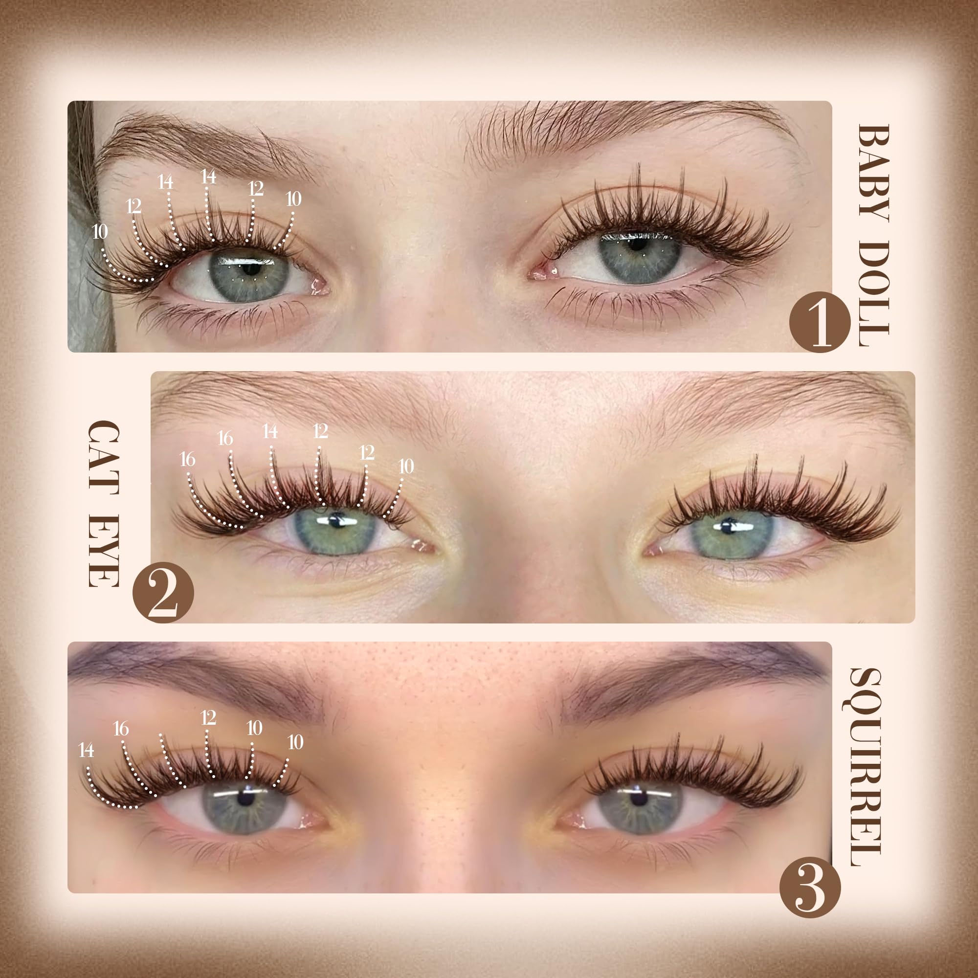 Lanflower brown lash clusters with spikes for dimension and movement