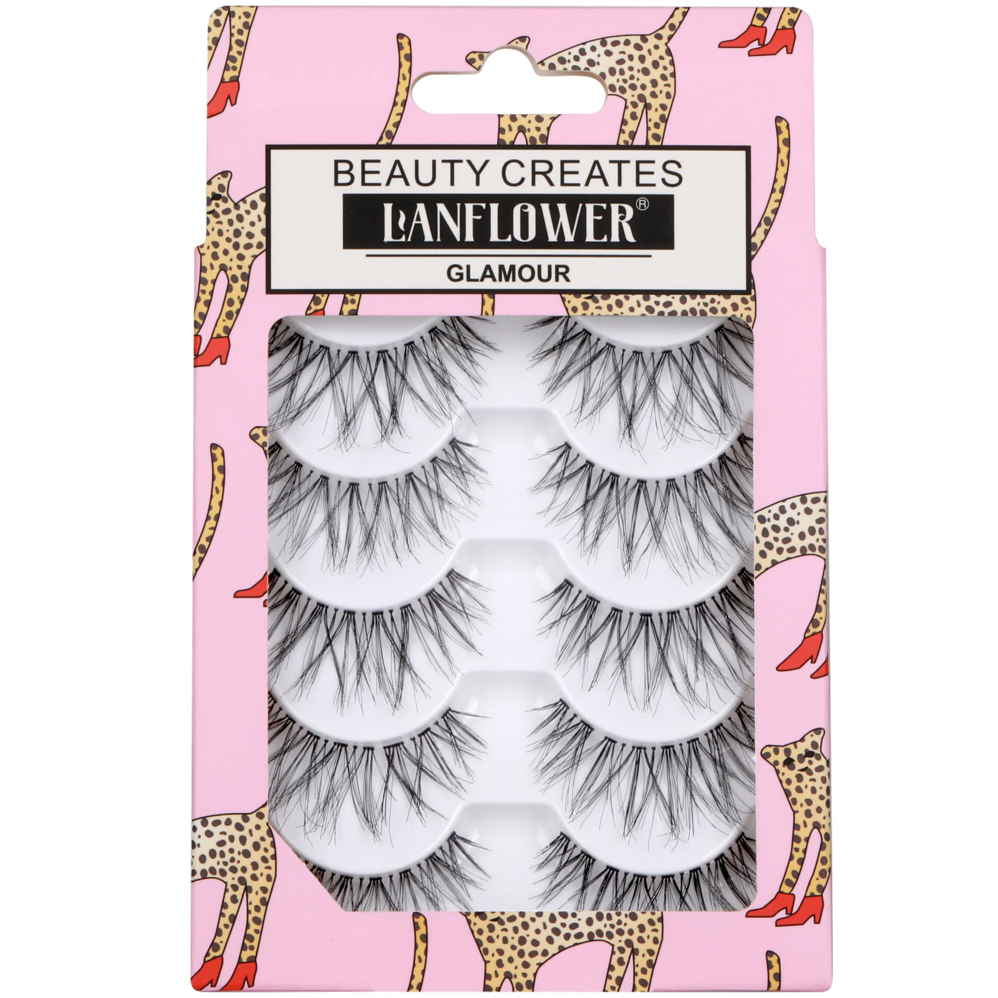 LANFLOWER Glamour lashes 5-pairs pack perfect for versatile looks.