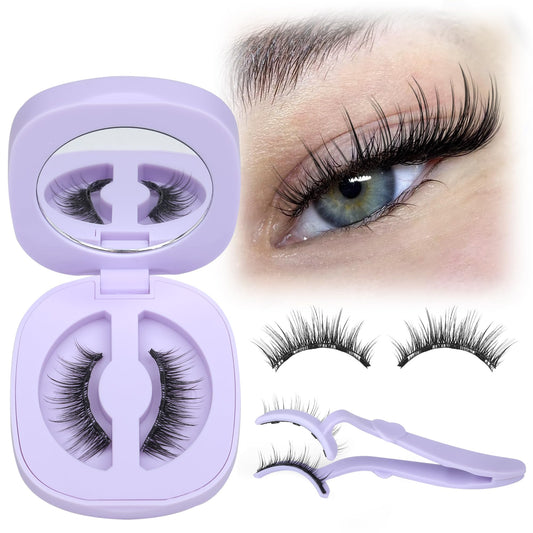 LANFLOWER magnetic eyelash closeup with applicator and wispy clusters for easy wear.