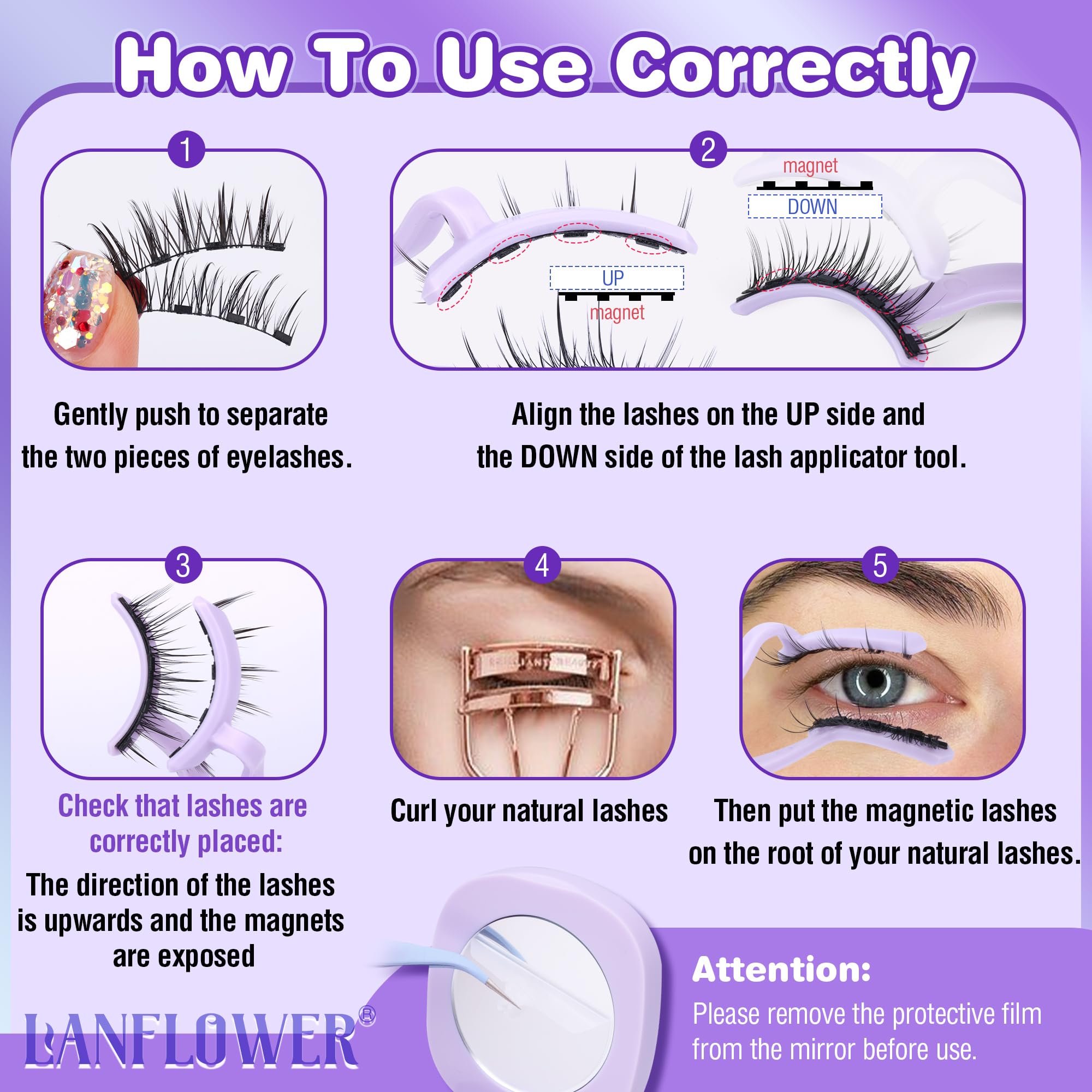 Lanflower natural-look magnetic lashes blend with real lashes