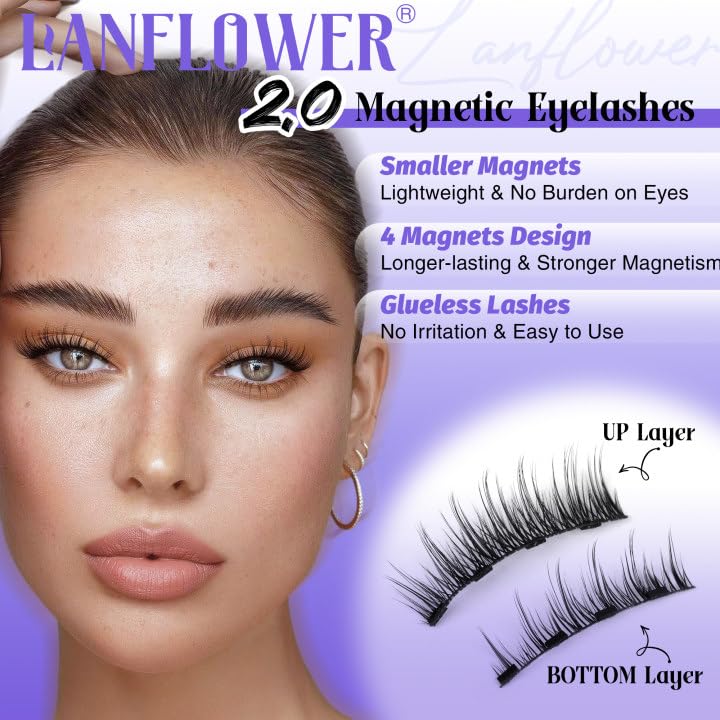 Lanflower waterproof magnetic lashes withstand sweat and rain