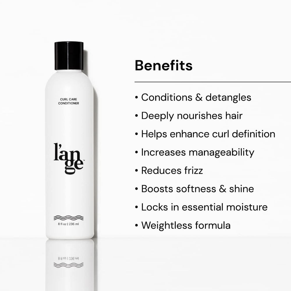 L'ANGE HAIR Curl Care Conditioner close-up label shows sulfate-free formula.