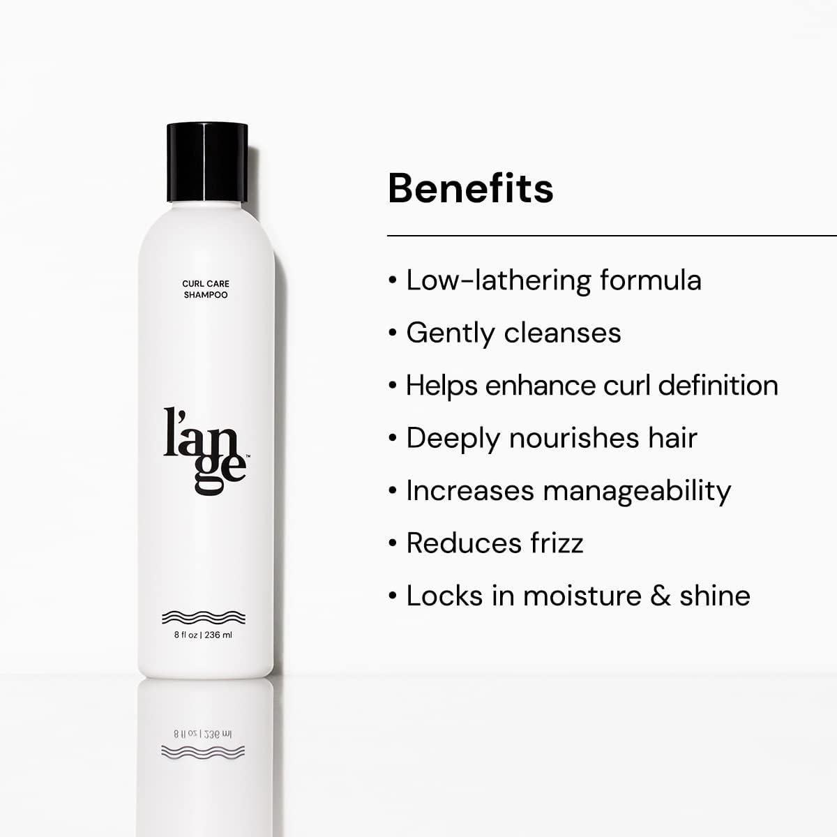 L'ANGE HAIR Curl Care Gentle Shampoo ingredients closeup highlights Abyssinian oil and shea