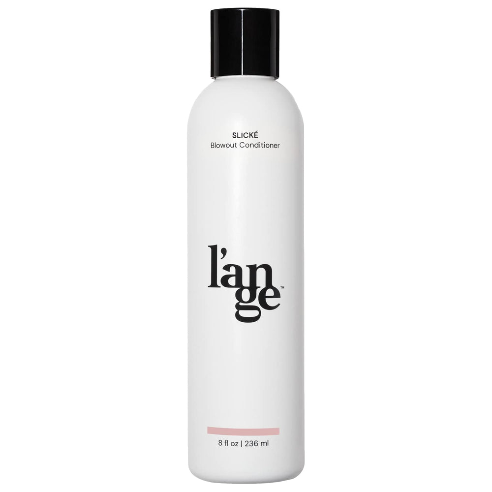 L'ANGE HAIR Slické Blowout Conditioner bottle pouring for weightless hydration and smooth, voluminous blowouts