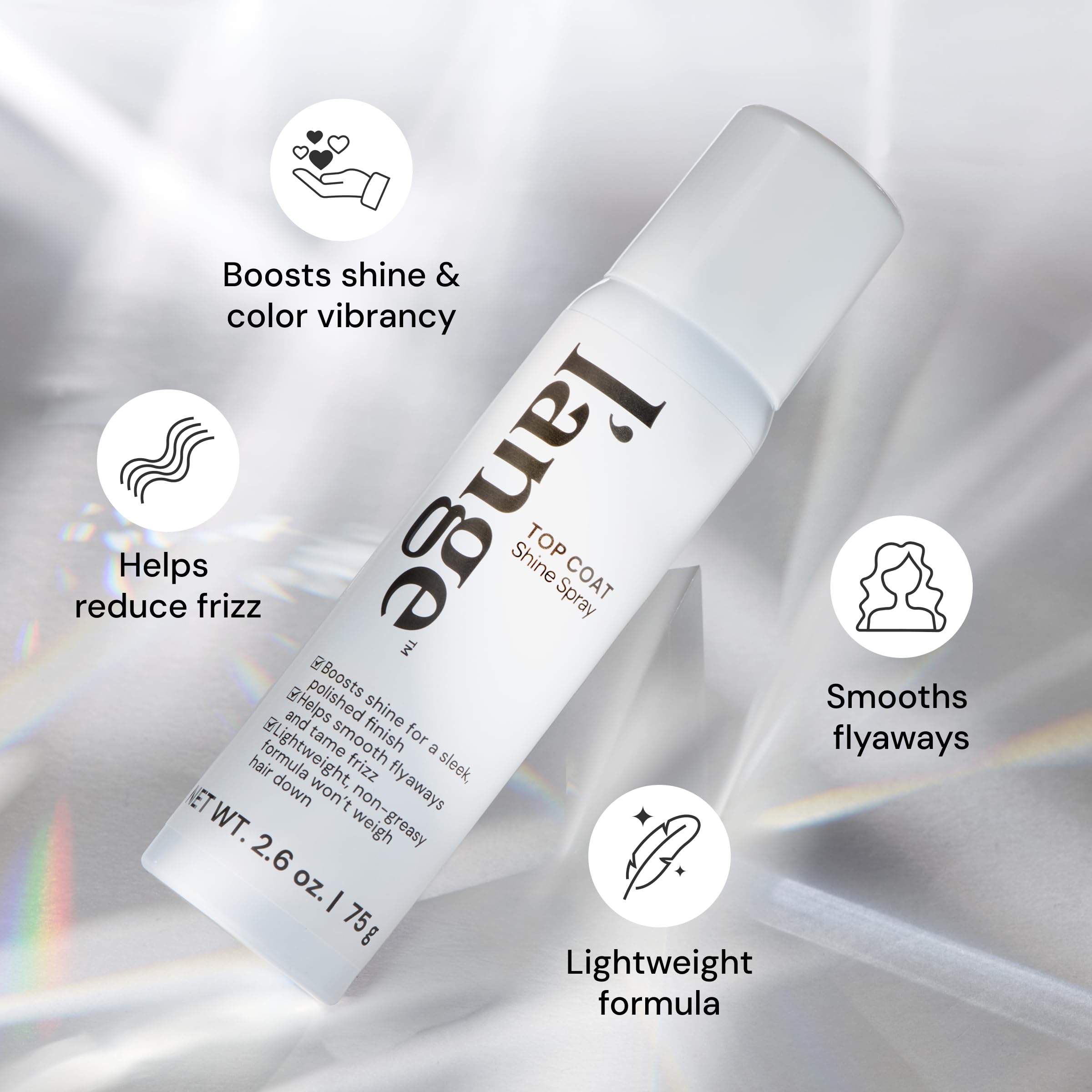 L’ange Top Coat Shine Spray ultra-fine mist hydrates without weighing hair down