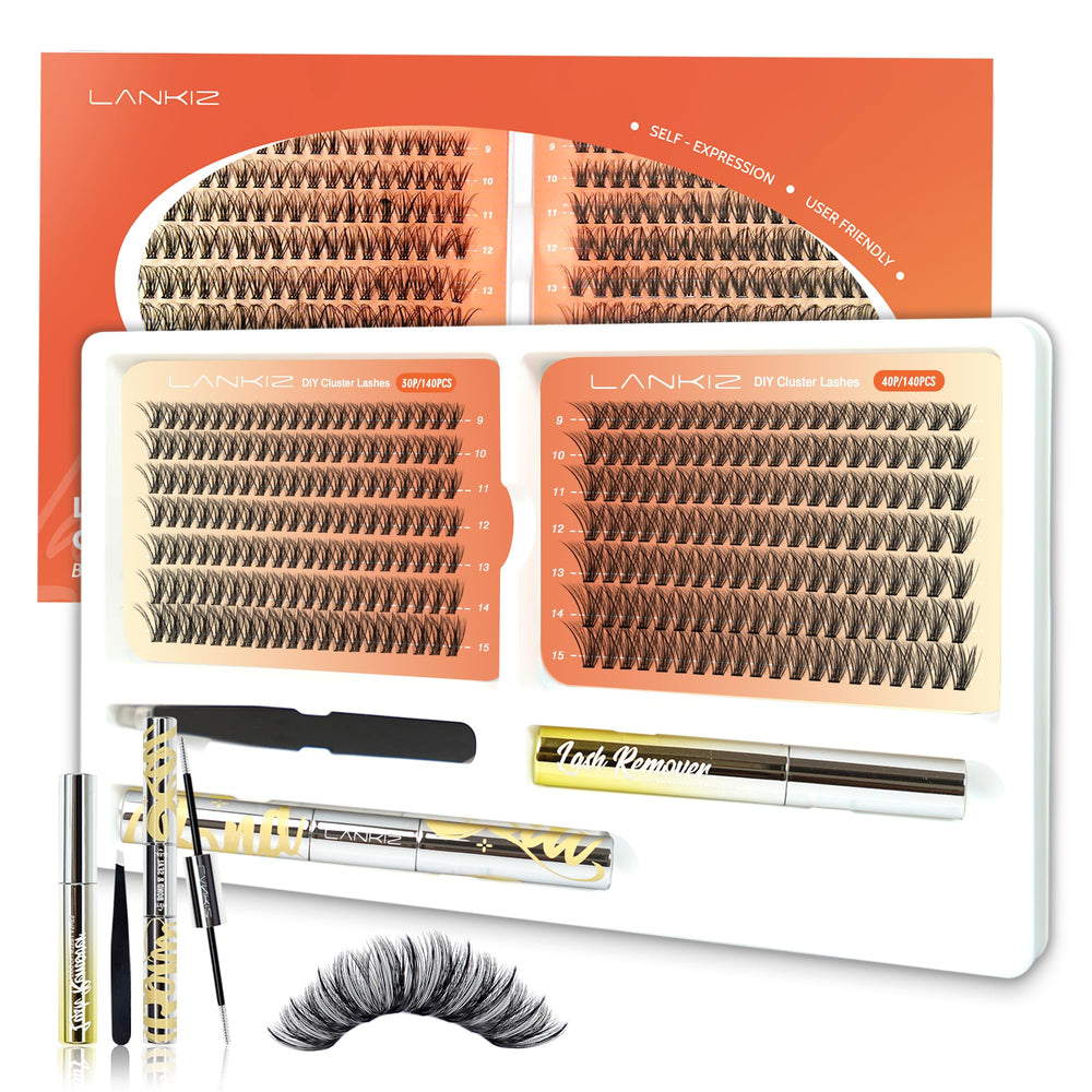 LANKIZ lash clusters kit contents: user-friendly tools for quick at-home extensions.