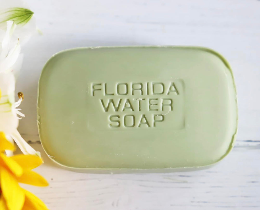 Lanman & Kemp Florida Water soap label design by Du Maurier enhances display.