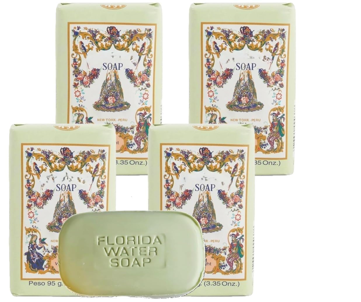 Lanman & Kemp Florida Water soap bar pack four for refreshing cleansing.