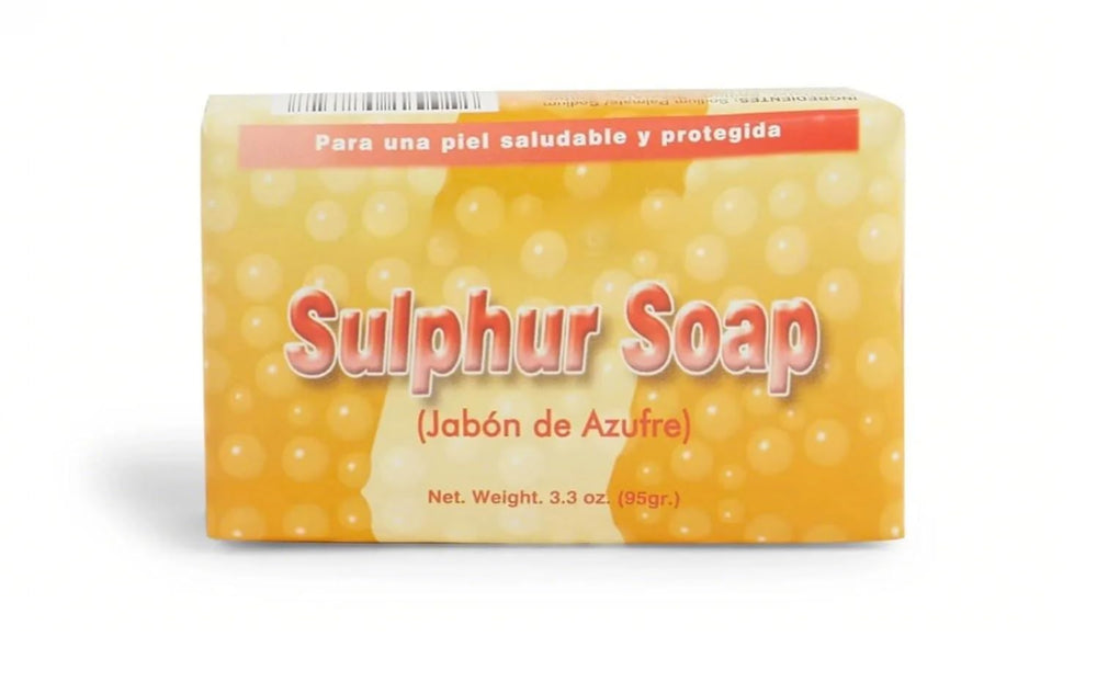Lanman & Kemp sulfur soap bar in use, creating a quick cleanse and pleasant aroma.