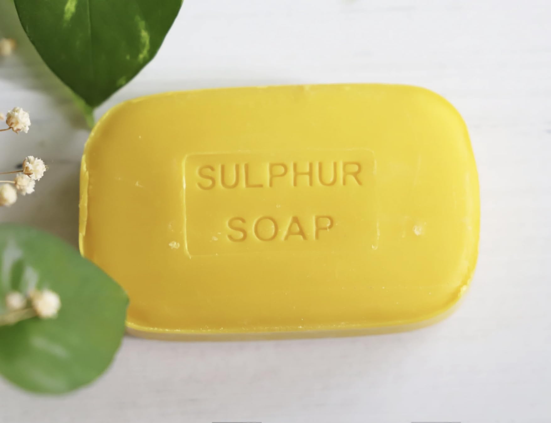 Lanman & Kemp sulfur soap bar close-up highlighting textured surface for rich lather.