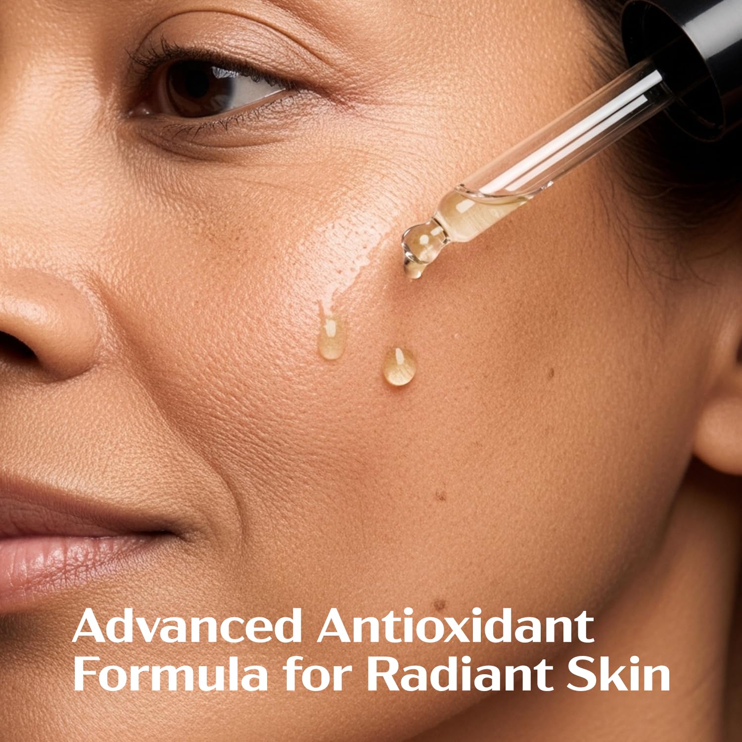 Lanmeri vitamin C serum amber bottle close-up signals stability and protection from light.